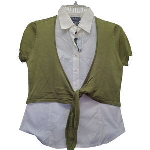 R.Q.T Womens Button Up With Shrug Multi-Color Size PS Cotton Blend Stretch